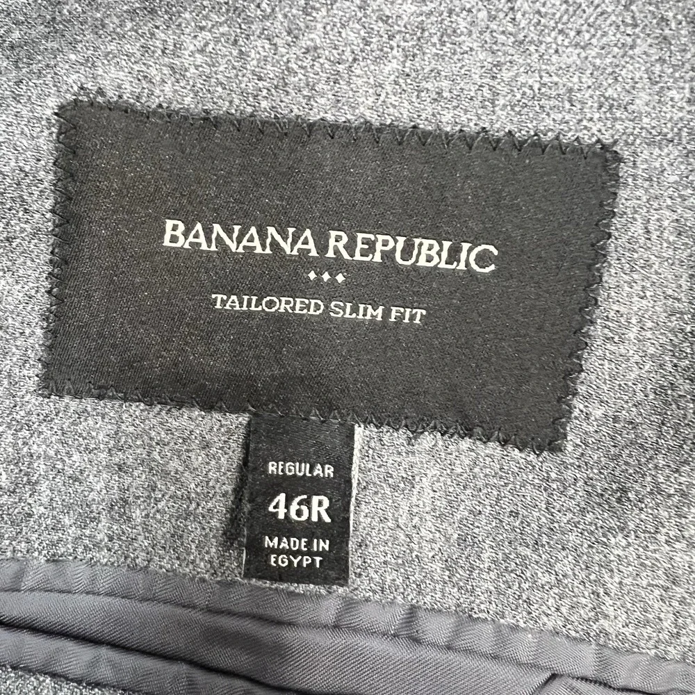 Banana Republic Blazer Jacket Sport Coat‎ Mens 46R Tailored Slim Fit Wool Gray
